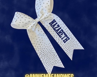 White rhinestone bow with your choice of glitter color
