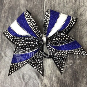 Noeud d&#39;encouragement à paillettes et strass - Votre choix de couleur de noeud et de couleur d&#39;accent. Comprendra également des accents blancs