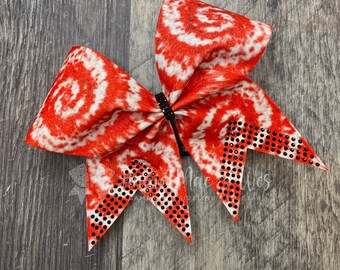Tie Dye Cheer Bow with Rhinestones