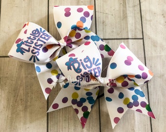 Big Sister & Little Sister Cheer Bow Set - Cheer Camp Big Sister Little Sister Cheer Bows - Big and Little Cheer Bows - Big Lil Cheer Bows