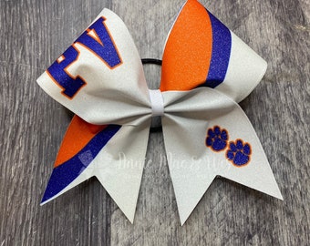 White Glitter Cheer bow with your choice of 2 accent colors