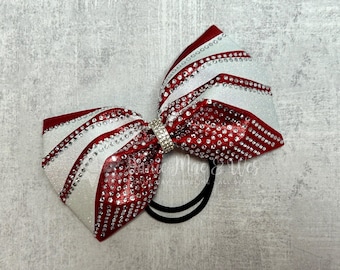 Custom Tailless Cheer Bow with Rhinestones – Perfect for Cheerleading or Gymnastics