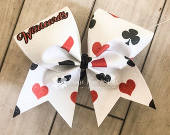 Custom Wildcard Cheer Bow - Hearts - Spades - Clubs - Diamonds - Vegas - Blackjack -