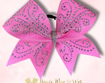 Glitter and Rhinestone Cheer Bow - Your choice of colors