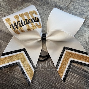 Cheer Bows- White Bows with your choice of 2 glitter colors