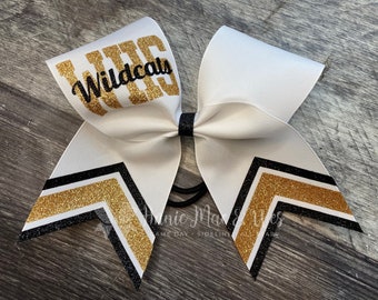 Cheer Bow - White Bows with your choice of 2 glitter colors