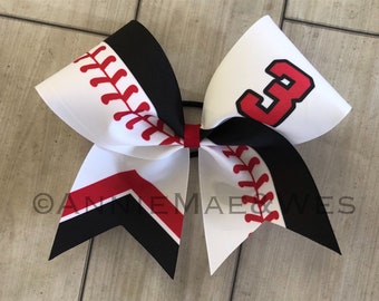 Softball bow - red and black softball cheer bow - team cheer bow - team cheer bows - softball bows - black and red