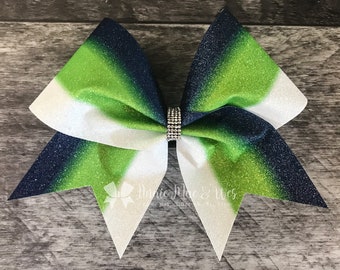 Navy and Lime Cheer Bow - Ombre Cheer Bow - Dolphins