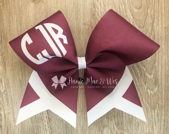 Cheer bow - burgundy and white - team cheer bow - team cheer bows - softball bows - navy blue - blue