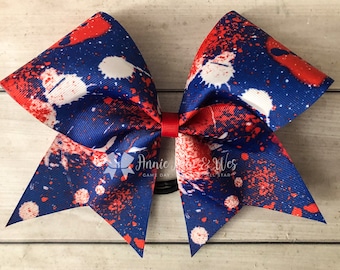 Paint splatter cheer bow - Paint Splatter cheer bow - red white and blue cheer bow cheer bows