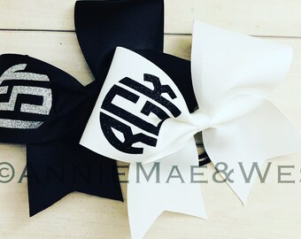 Personalized Cheer Bow - neon Blue and  Cheer Bow - monogrammed cheer bow - Blue and green Cheer Bow - neon cheer bow