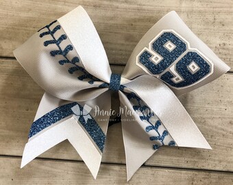 Softball bows - Your choice of ribbon and 1 glitter color