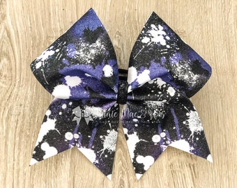 Paint splatter cheer bow -  Paint Splatter cheer bow - black and purple cheer bow cheer bows - purple and black