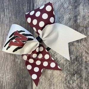 Polka Dot Cheer Bow - White Bow with your choice of 2 accent colors
