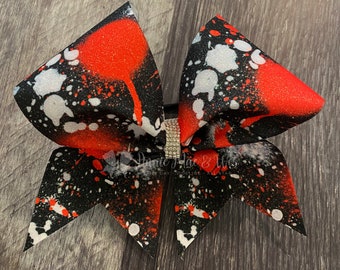 Cheer Bow - Splatter Cheer Bow - Black and Red