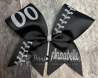 Softball Bows - your choice of ribbon and glitter colors