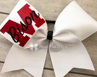 White Custom Team Cheer Bows - Personalized Team Cheer Bows - Team Cheer Bows - White Cheer Bows - Team Design 1