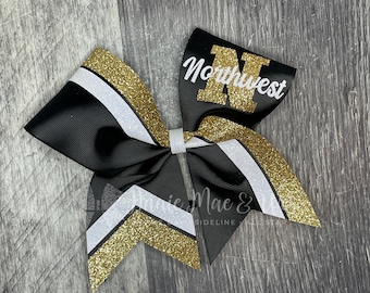 Cheer bow - Your choice of ribbon and 1 glitter color - White is default second glitter color