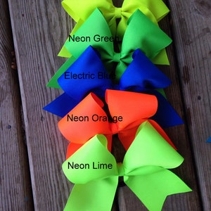 Neon cheer bow Neon Pink Neon Orange Neon Yellow Neon Lime Neon Green Neon Blue image 3