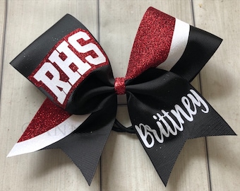 Cheer Bows - Team Cheer Bows - Your choice of bow color and one glitter color - accents will be white