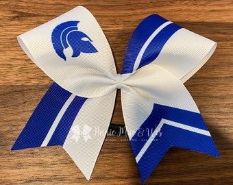 Custom Logo Cheer Bows - Your choice of 2 colors with white accents