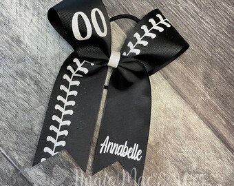 Softball Bows - your choice of ribbon and glitter colors