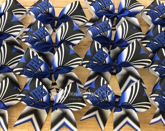 Black and Blue Cheer Bow - Royal Blue and Black Cheer Bow