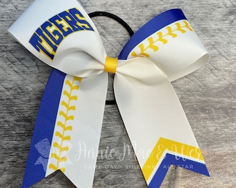 Softball Bow - You choice of accent colors - Bow will be white