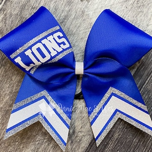 Cheer bow - Your choice of ribbon and 1 glitter color - white is default accent