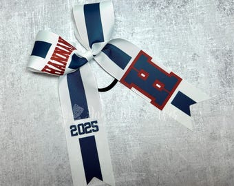 Long tail bow - collegiate style bow - 2.25" ribbon bow - softball bow - cheer bows