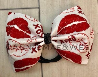 Valentine cheer bow - Valentine's Day - Valentine's Day cheer bow - Full Glitter Tail less Cheer Bow - Glitter Tailless Cheer Bow - Glitter