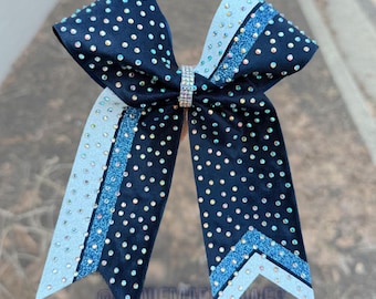 Custom Collegiate Style Competition Cheer Bow with long tails