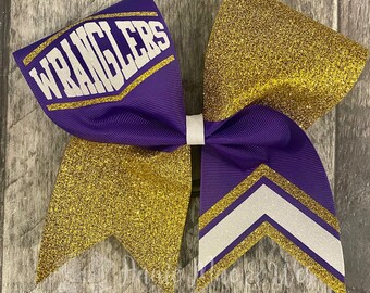 Cheer bow - Your choice of ribbon and 1 glitter color - White is default second glitter color