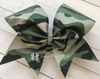 Camo Cheer Bow - Glitter Camo Cheer Bow - Sparkle Cheer Bow - Sparkly Camo Cheer Bow - Camouflage