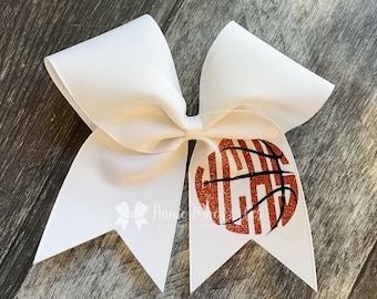 Custom Basketball Cheer Bows - Your choice of ribbon and glitter color