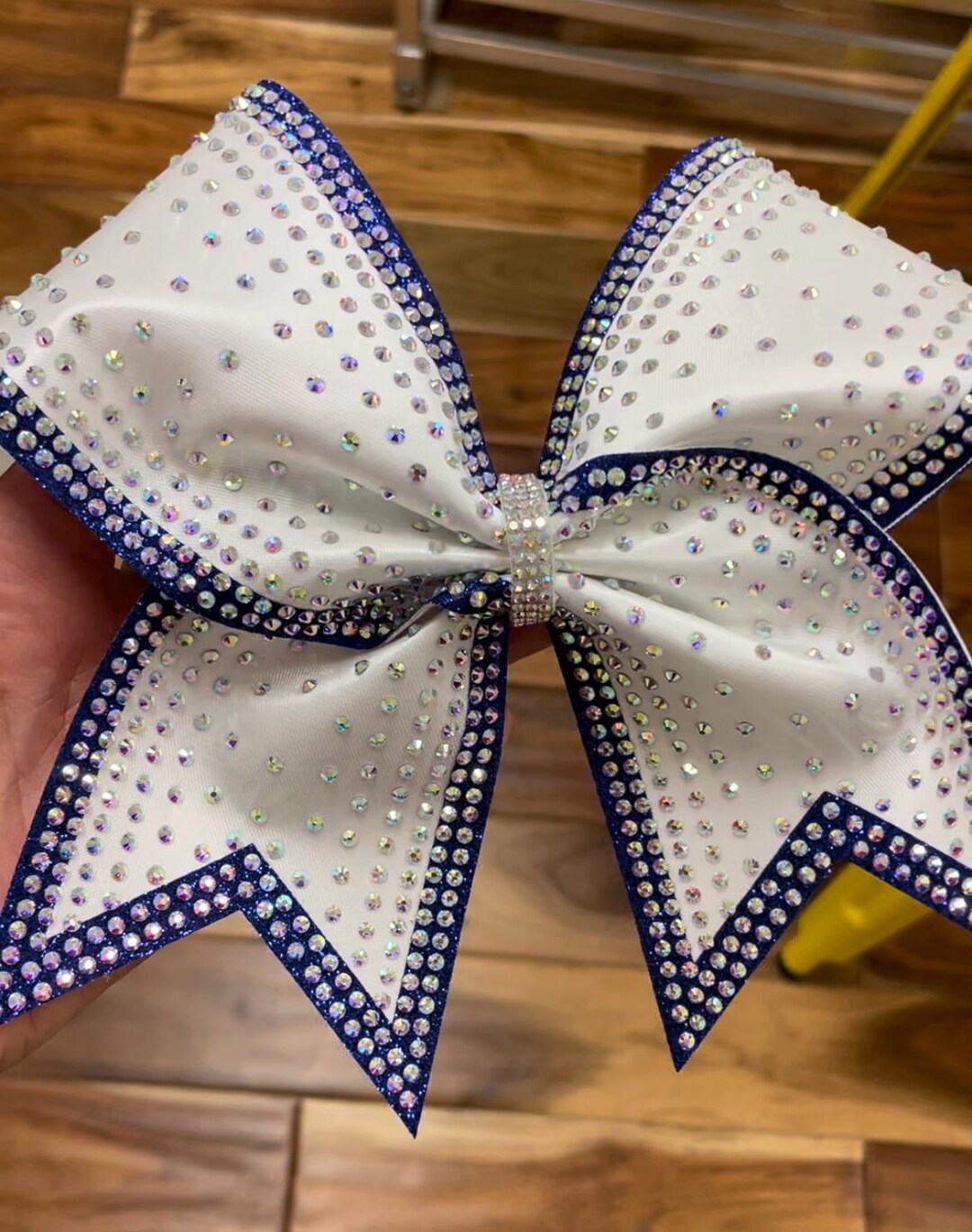 Comp Cheer Bows Satin Cheer Bow – Large Rhinestone Competition Hair Bow - Etsy