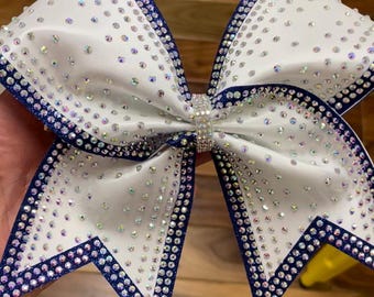 Cheer Bow - Satin Cheer Bow - Competition Cheer bow - AB Rhinestones