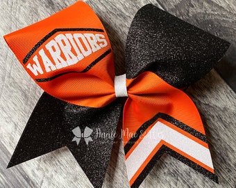 Cheer bow - Your Choice of Ribbon and 1 Glitter Color with White Accents - Sideline cheer bow - Cheer bows