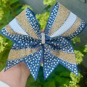 Noeud d&#39;encouragement à paillettes et strass - Votre choix de couleur de noeud et de couleur d&#39;accent. Comprendra également des accents blancs