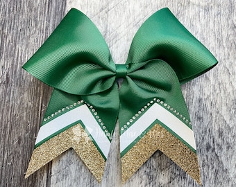 Cheer Bow - Your choice of ribbon and one glitter color - top chevron stripe will be white glitter