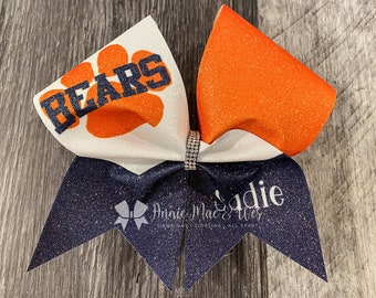 Custom Cheer Bows - Your choice of 2 colors with white accents