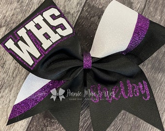 Team Cheer Bows - Your choice of Ribbon and one glitter color - alternate color will be white glitter by default