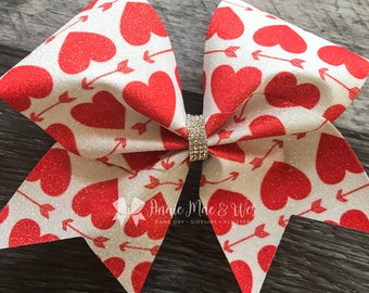 Valentine's Day cheer bow - Valentine's Day cheer bows - valentine cheer bow - Valentine's Day Cheer Bows