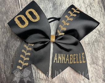 Softball Bows - your choice of ribbon and glitter colors