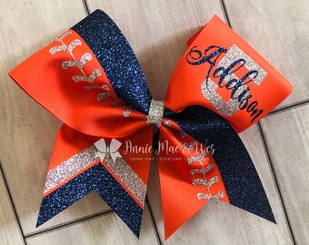 Orange Softball Bows - Softball team bows - softball glitter bows