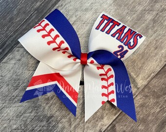 Softball Bow - White bow with your choice of colors