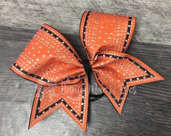 Cheer Bow - Orange and Black Cheer bow - Glitter Cheer Bow