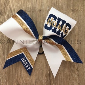 Cheer bow - Cheer bows - Sideline cheer bow - Cheer bows - Navy and Gold - Gold and Blue