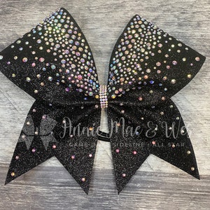 Nœud d&#39;encouragement à paillettes et strass - Illustré en noir/AB