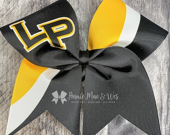 Logo Cheer Bow -Black bow with your choice of accent colors